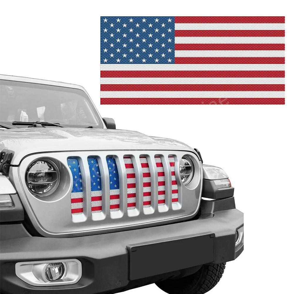 Grill Mesh Insert American Flag Matte Metal Mesh Grille Grid FOR JEEP Wrangler JL 2018-2023 Mesh Grille Insert  Nets