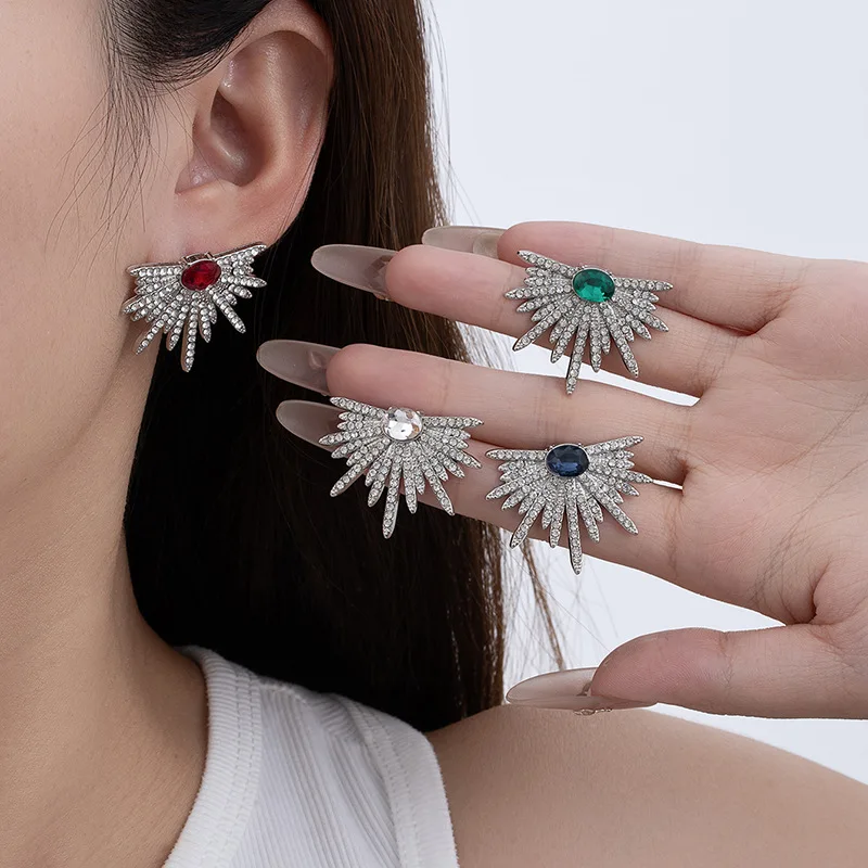 Dazzling Starburst Earrings: Luxurious, Statement-Making, Fully-Studded Diamond Earrings Trending Women's Earrings: Korean Style