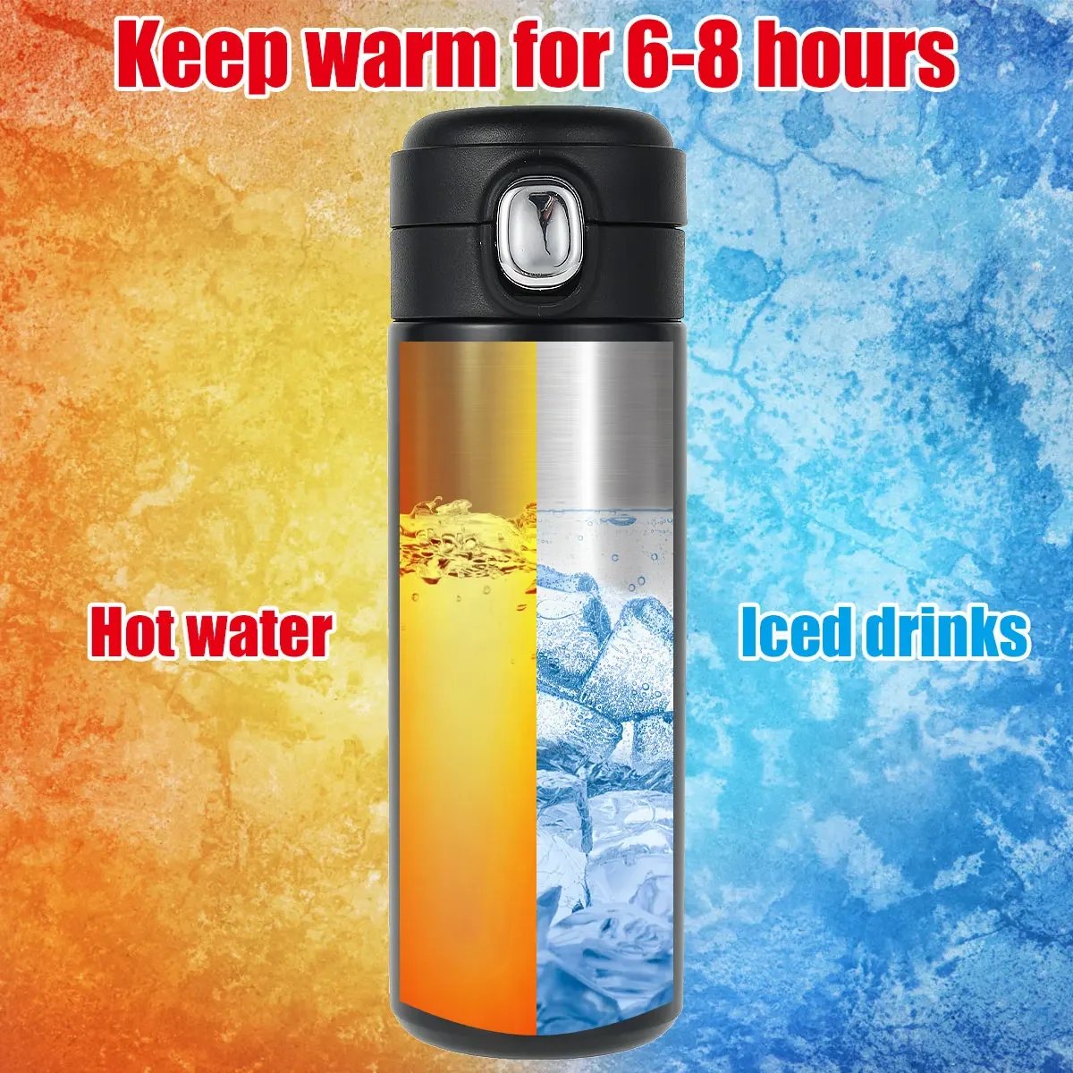 Travel Cup with Leak-proof Lid Insulated Stainless Steel Vacuum Travel Coffee Mug Pop-up Coffee Cup for Hot and Cold Water 450ml