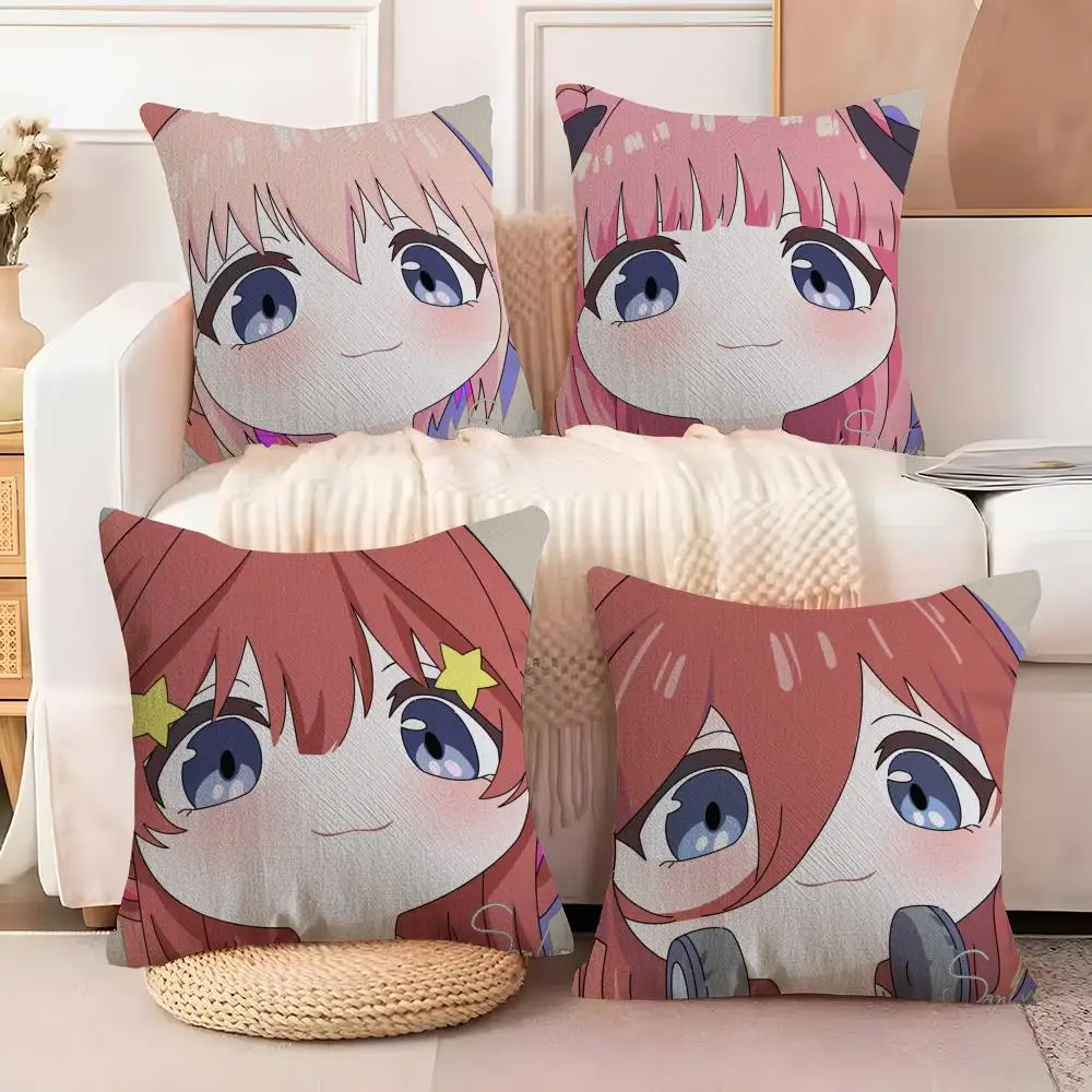 The Quintessential Quintuplets Pillow Case Natural Linen Double-Sided Printing Sofa Home Decor Cushion Cover