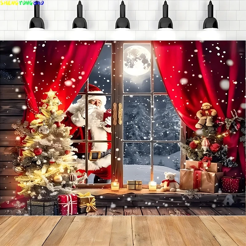 

Christmas Day Flower Wreath Photography Backdrops Props Indoor Decoration Winter Wonderful Xmas Eve New Year Background RD-50