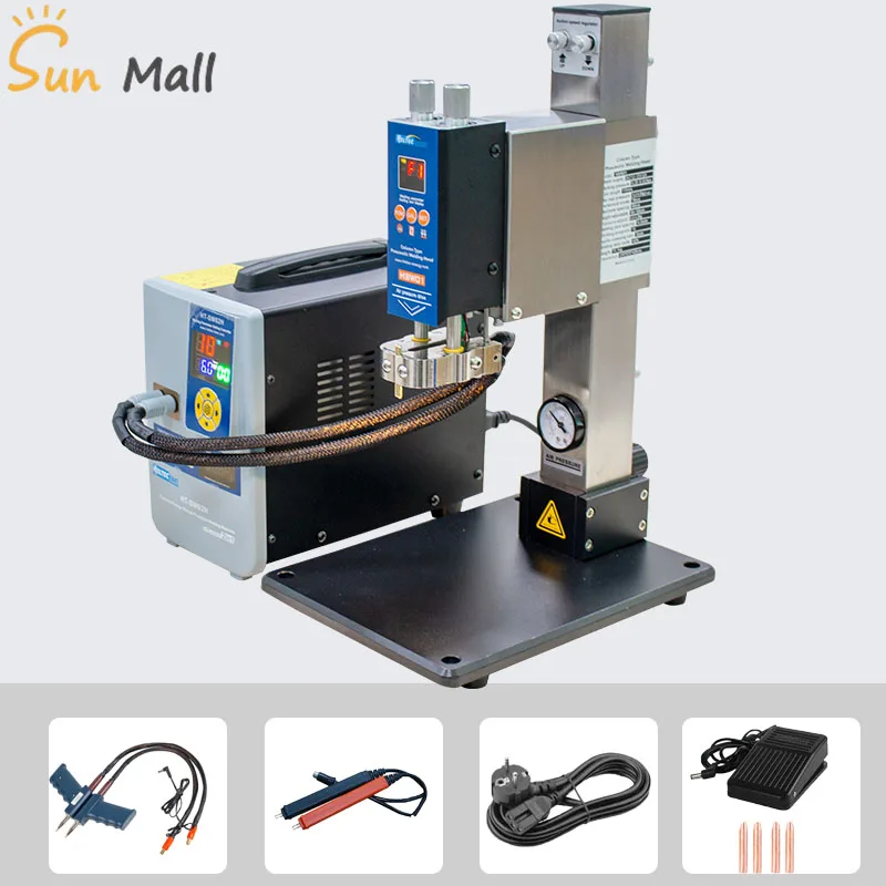 HT-SW01H/HT-SW02H 21KW 42KW Battery Spot Welding Machine, Flat Welding Column Pneumatic Welding Head, High Automatic Efficiency