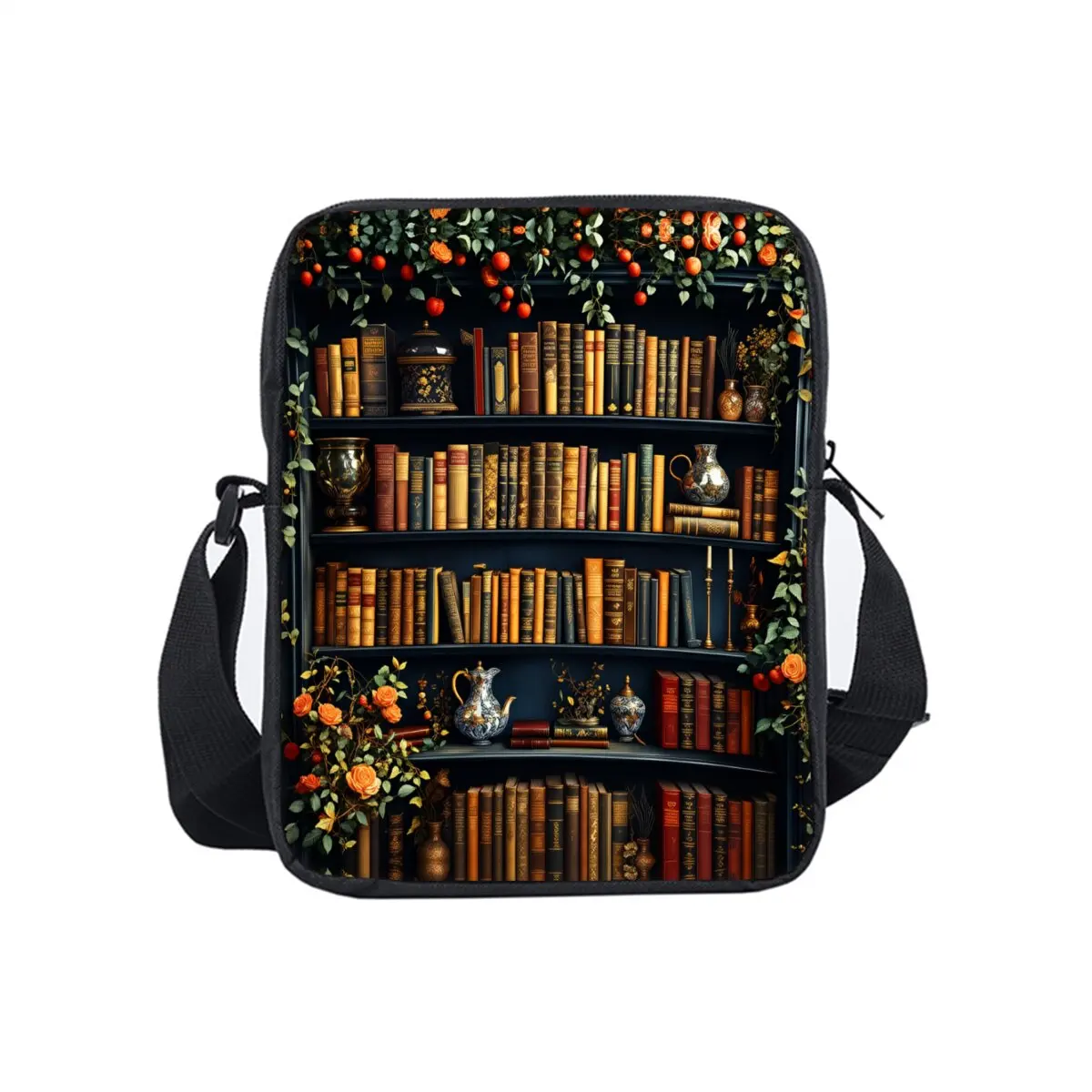 

Bookshelf Print Single Sided Messenger Bag for Boy/Girls Children Best Gifts 3D Cartoon Casual Crossbody Bag