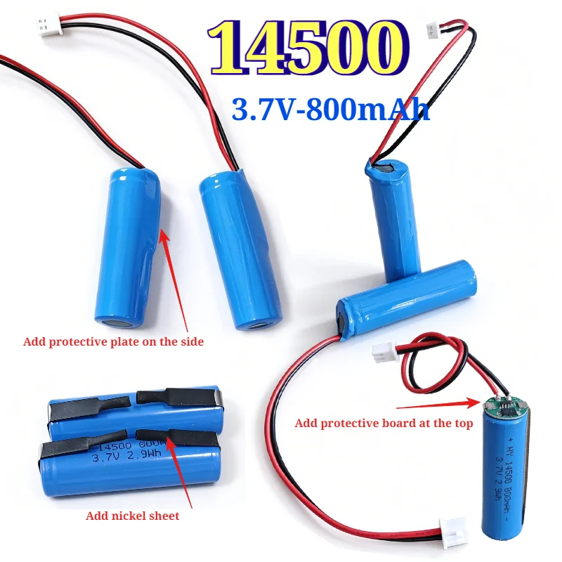 14500 3.7V 800mAh Rechargeable Lithium Battery with Smart Protection Board for Electric Toothbrush & Facial Cleanser