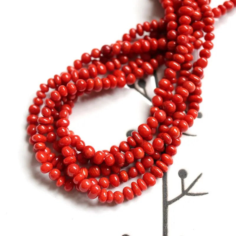HEJI Natural Dyed Sardine Red Pink Coral 4x5mm 15\