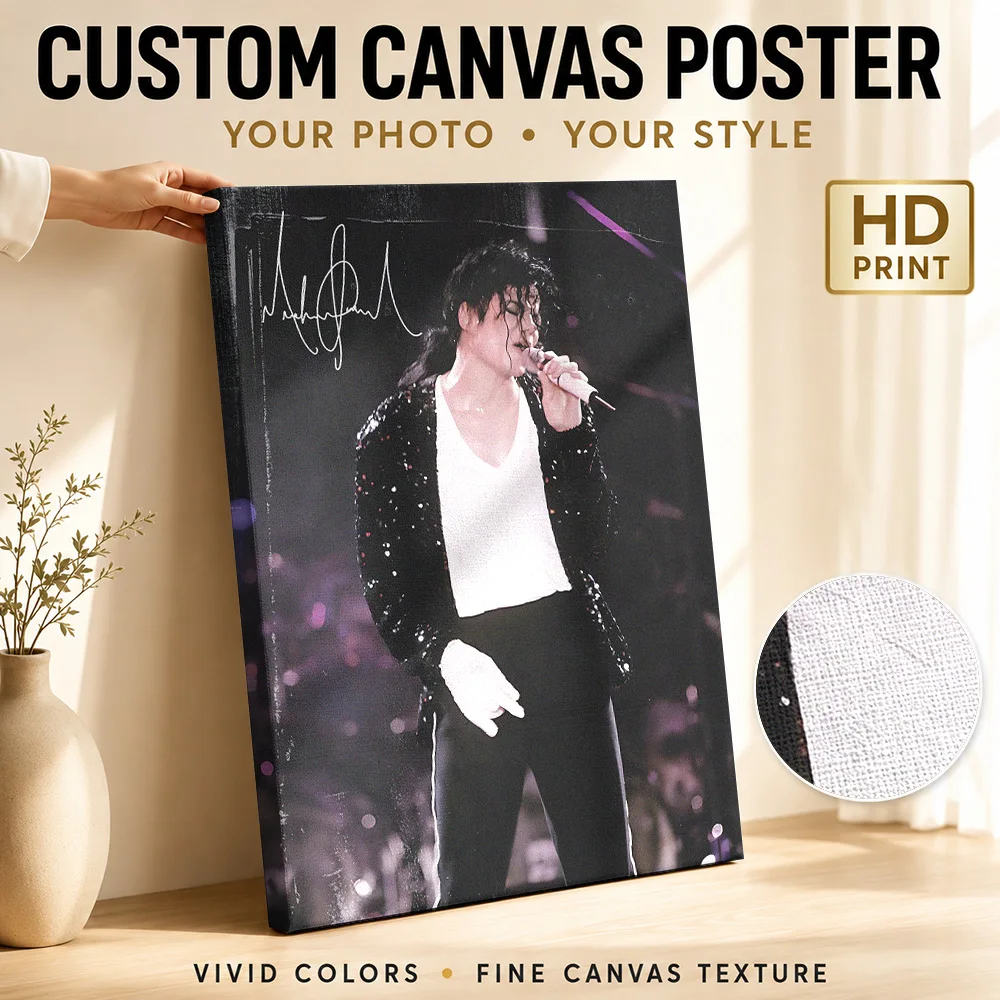 Michael Jackson Performing on Stage Canvas Print Poster Custom Retro Music Wall Paintings Decoration for Bedroom Ready to Hang