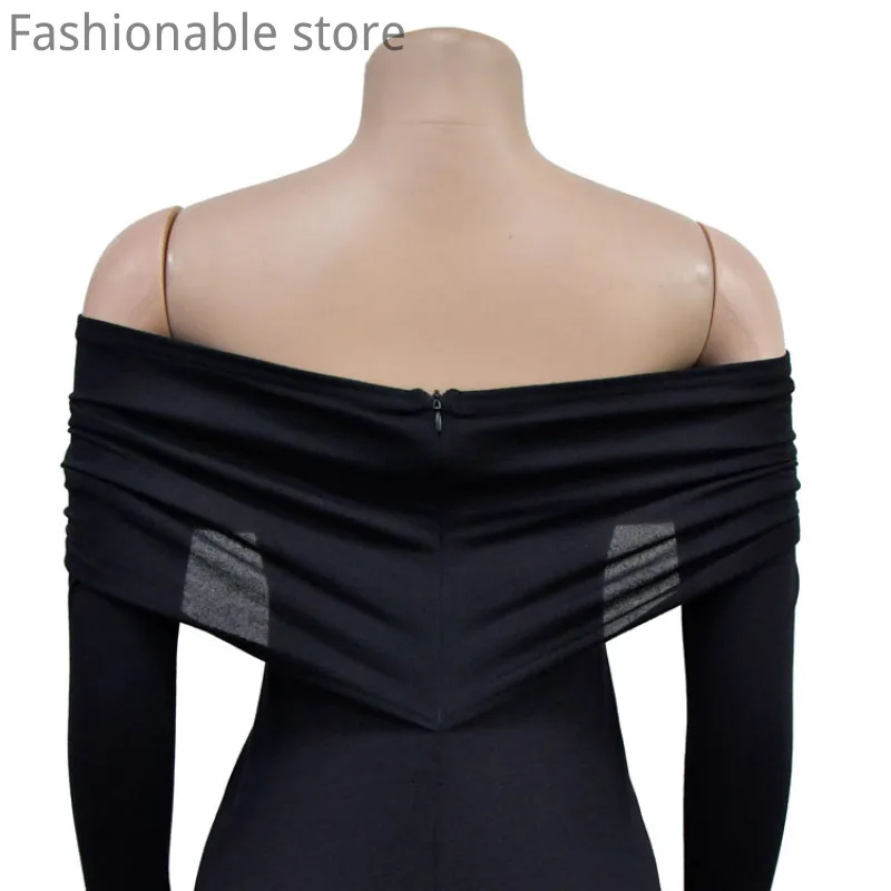 Off Shoulder Strapless Backless Zipper Slim Long Sleeve Party Dress