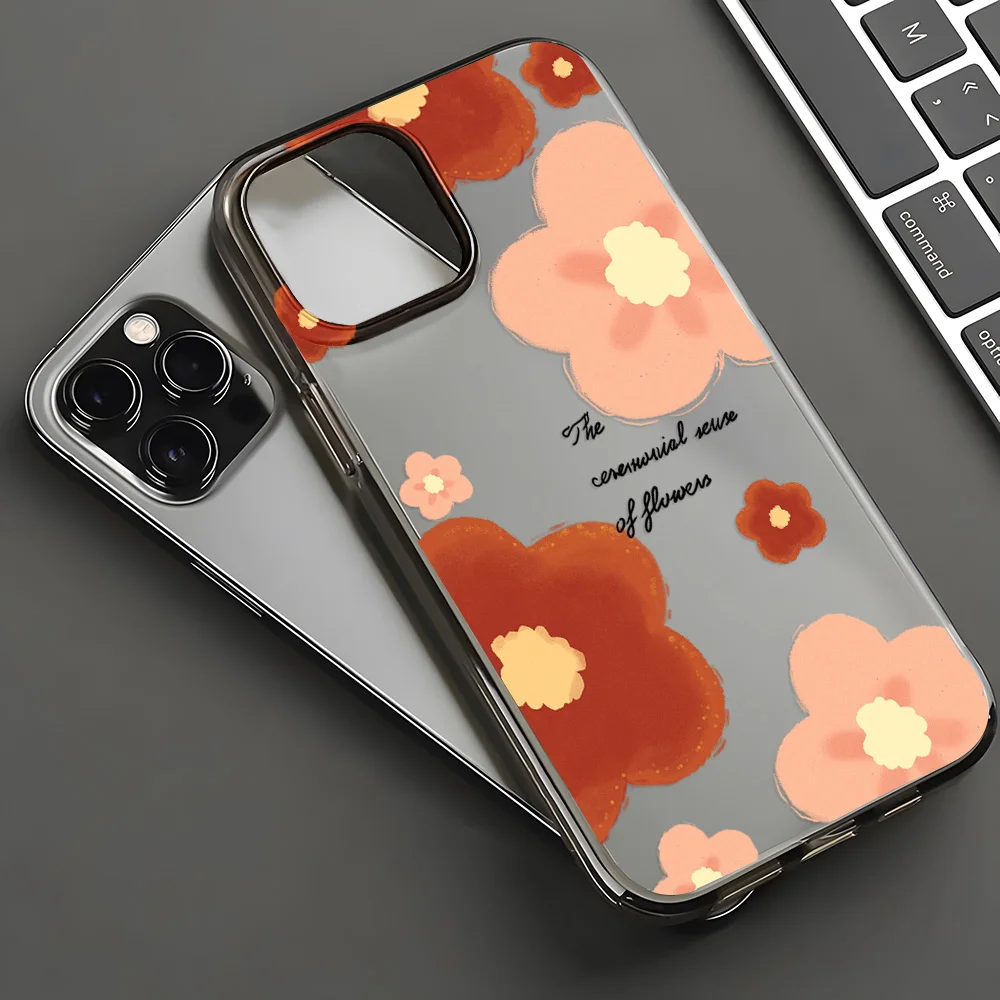 Clear Soft Phone Cases for iPhone 14 Case iPhone 16 15 12 11 13 Pro Max 16 Plus Mini Shockproof Matte Cute Folwer Bumper Cover