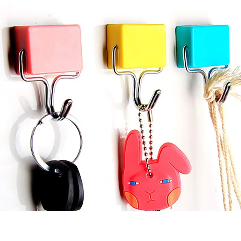 2KG Bearing Strong Magnetic Hooks No Drilling Wall-mounted Heavy Duty Sticky Hook 180° Rotate Metal Hook Multi-Purpose Hangers
