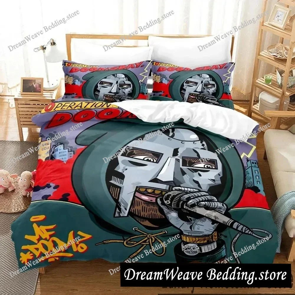 

3D Print MF DOOM Bedding Set Duvet Cover Bed Set Quilt Cover Pillowcase Comforter King Queen Size Boys Adult Bedding Set