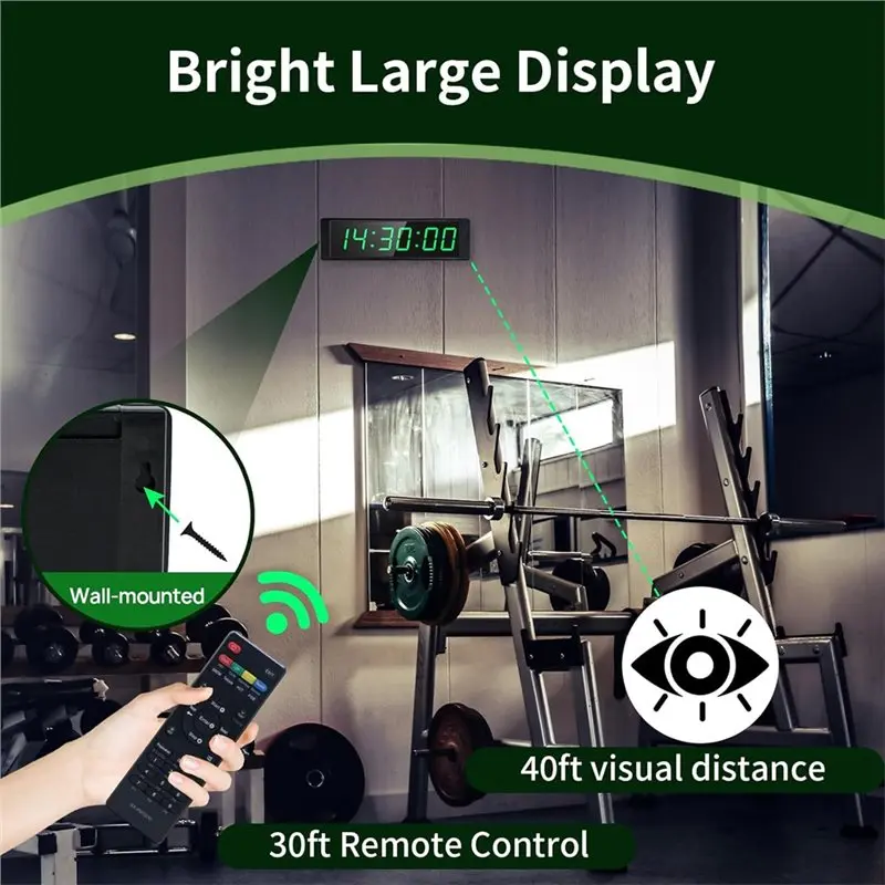 [NEWA76K!】 Interval Timer For Workout, Gym Clock With Start/Stop Button, Stopwatch/Countdown Timer Remote Control For Home Gym