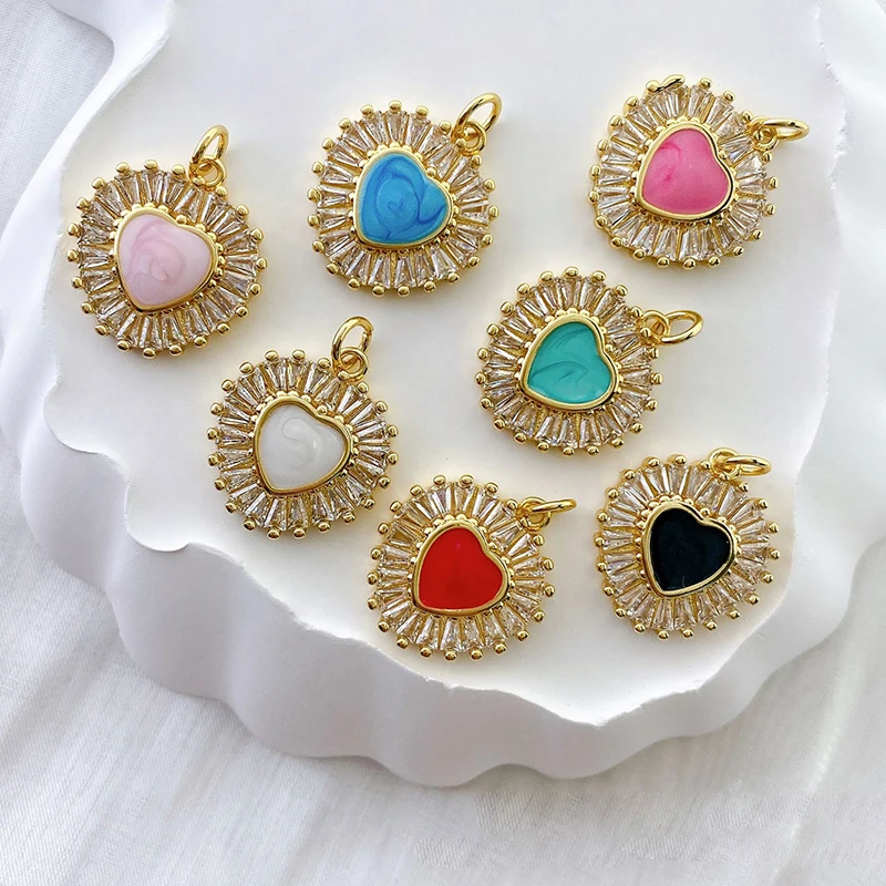 

14pcs DIY Mix Copper Oil-drop Love Set With Zirconium Pendant Jewelry Accessories Bracelet Earrings