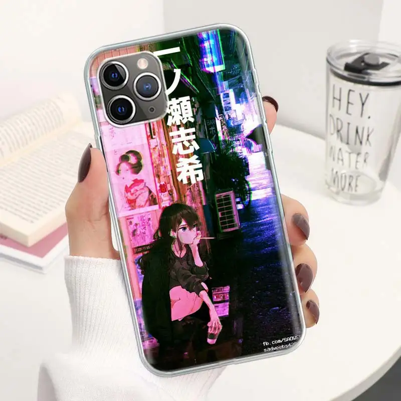 Vaporwave Glitch Anime Coque Phone Case For iPhone 11 12 13 14 15 16 Pro Max 7 Plus 8 + X XR XS SE Apple Soft Fundas Cover 11 13