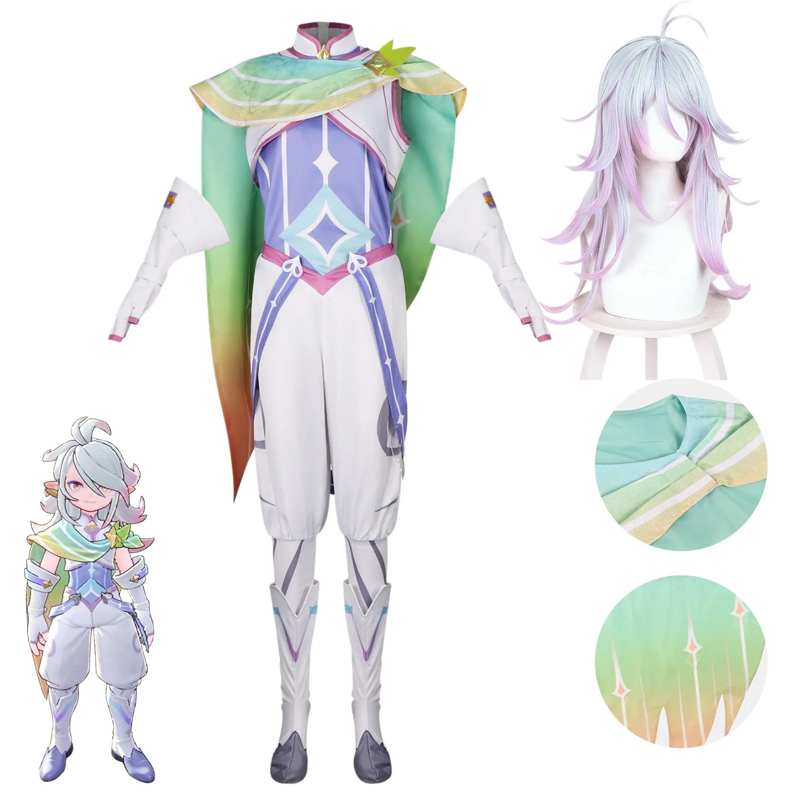 

Iris Cosplay Costume Roco Kingdom: World Iris Shawl Top Vest Pants Full Set Anime Role Playing Costume