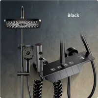 Bathroom Shower Faucet Set 4 Functions Digital Display Shower Thermostat Hot Cold Showers Mixer Pressure Discharge Copper Taps