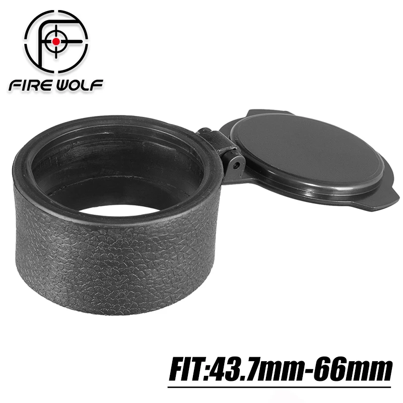 

FIRE WOLF 43.7-66mm Textured Durable Scope Lens Cover Flip Up Quick Spring Protection Cap for Scopes Optical Sight