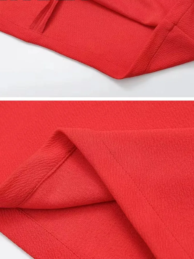 فستان نسائي صيفي قصير أحمر لعام 2024 برقبة دائرية ونمط قلب الحب وأكمام منتفخة فستان حفلات نسائي أسود ضيق #6