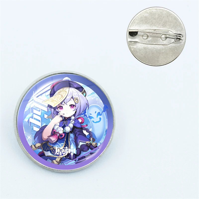 Anime Game Genshin Impact Anime Glass Badge Brooch Pin Cosplay Badge Accessories for Clothes Backpack Decoration Brooch Gift