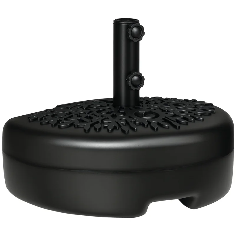 

Outsunny Half Round Umbrella Base, Sand or Water Filled Half Patio Umbrella Stand Holder for Lawn, Deck, Backyard and Garden, 40lb Capacity Water or 46lb Capacity Sand, Fit 1.5"or 2" Pole, Black
