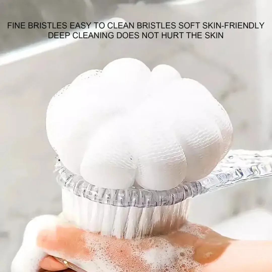 2 in 1 Soft Back Scrubber Brush Skin Massager Bath Shower Scrubbing Brush with Handle Body Wash Exfoliating Scrub Bath Supplie