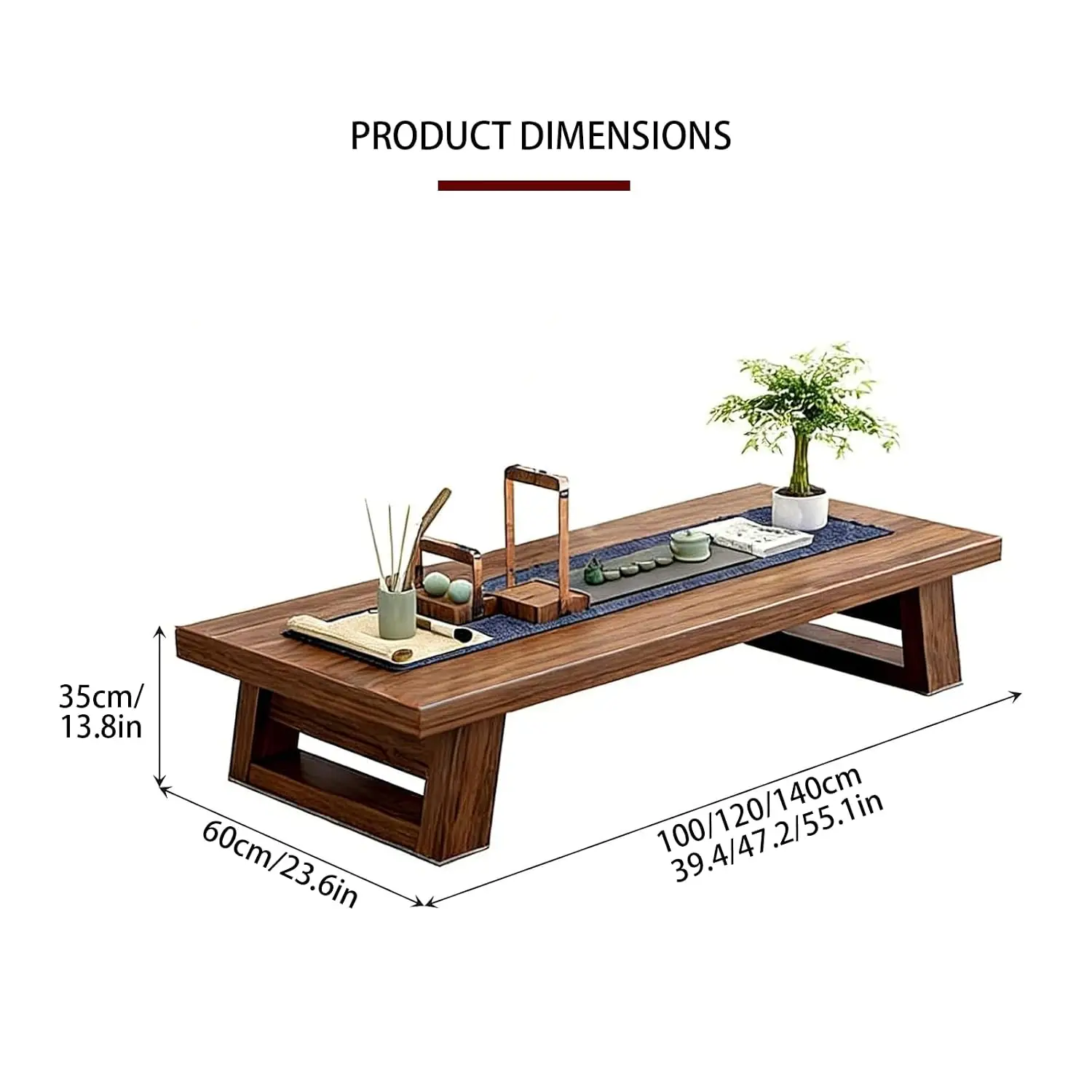 Solid Wood Japanese Floor Table Japanese Low Table Low-Profile Design Ideal for Tatami Seating Bedrooms and Tea, Customized