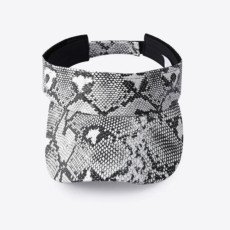 Spring and Summer Snake-Skin Pattern Leather Visor Hat, Personalized for Sports and Running, Sun-Shading and Breathable.
