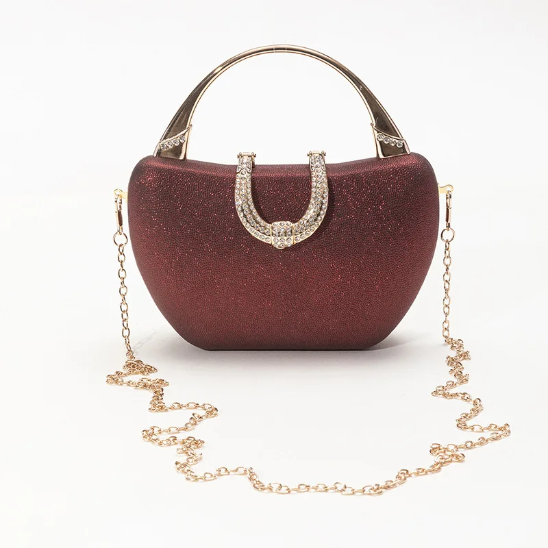 

New stylish and elegant glitter diamond metal buckle handheld dinner bag 2025 trend designer multifunctional chain bag handbag b