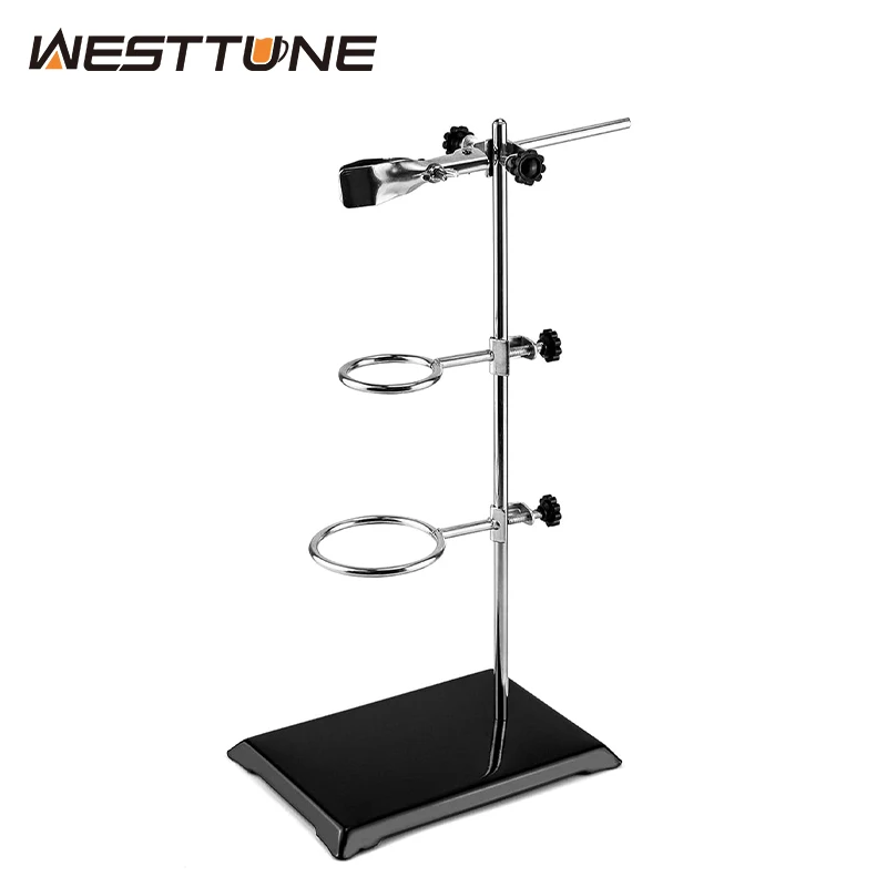 WESTTUNE Laboratory Stand Support Set Steel Lab Stand Set with Cast Iron Base Light Support Stand with Flask Clamp Burette Clamp