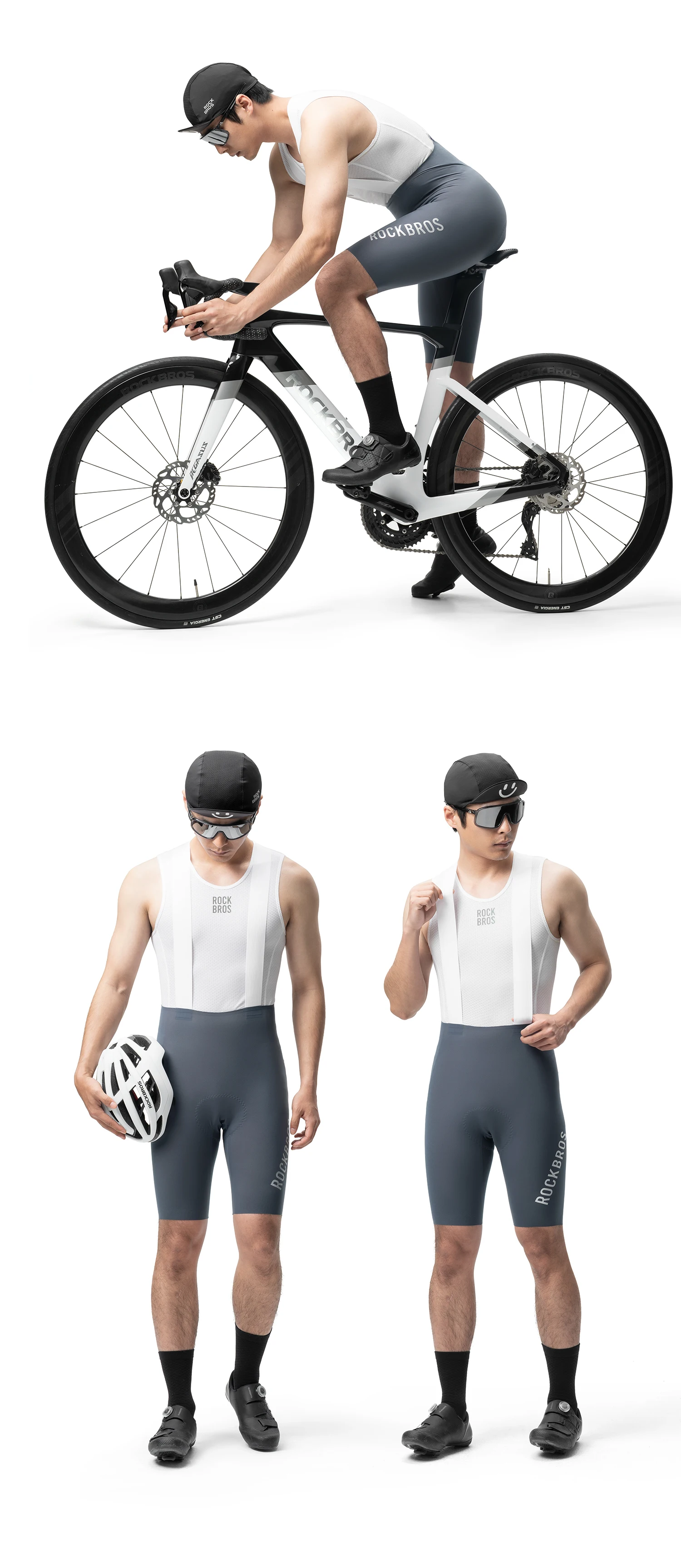 ROCKBROS Herren Fahrrad-Trägerhose Nahtlos mit Italienischer Polsterung Atmungsaktive Leichte Fahrradshorts – Detail 13