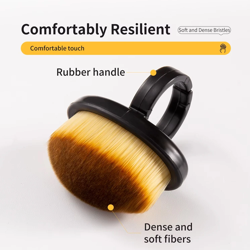 YIKOOLIN Manicure Dust Clean Brush Finger Ring Duster Soft Hair Nail Polish Powder Dusting Tools Nail Art Dense Bristles Brush