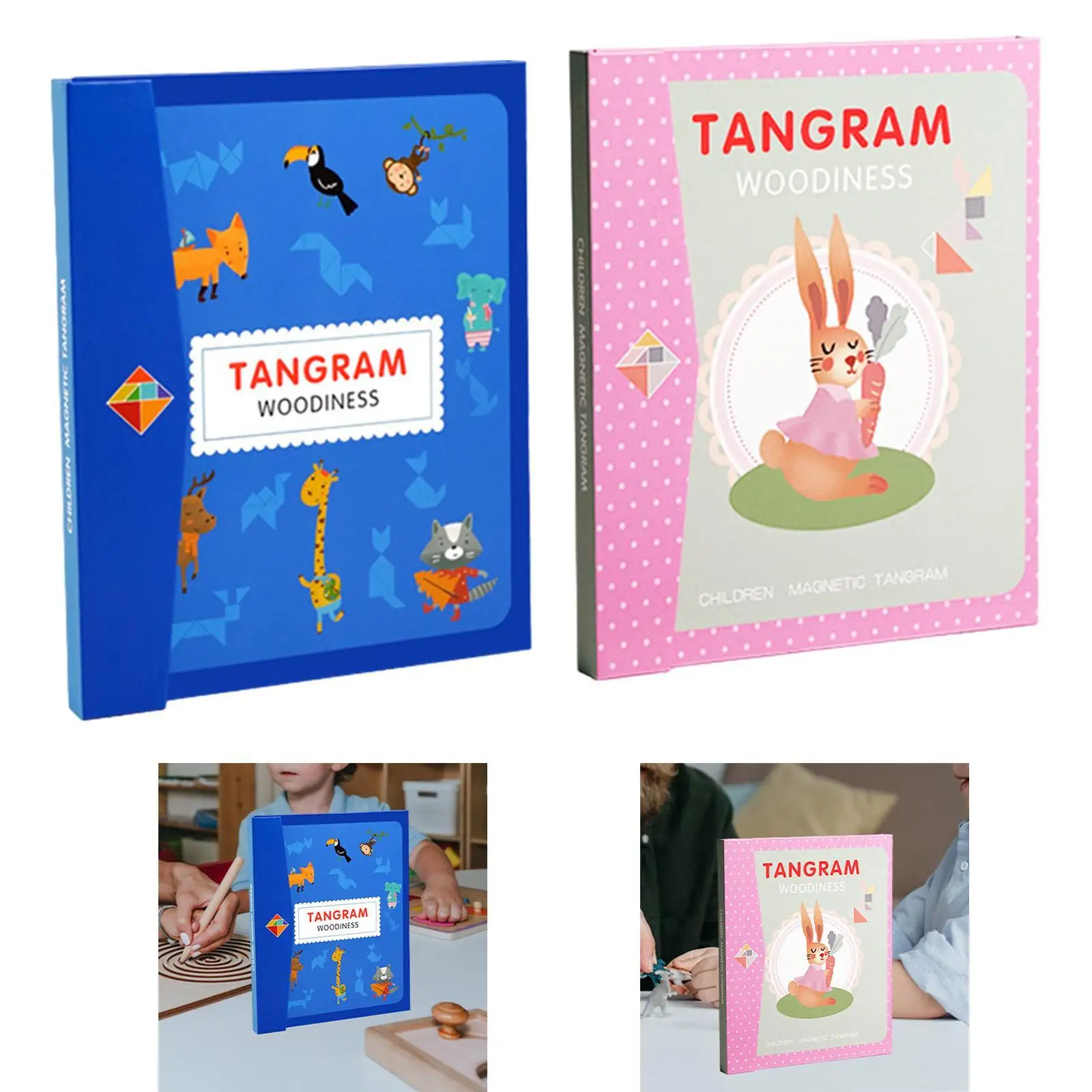 Tangram Puzzle Fun Color Perception Travel Game Shape Pattern Block for Children Kids Adults Boys Girls Preschool Birthday Gift