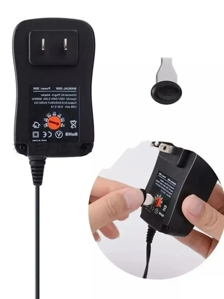Zasilacz 30W 3V 4.5V 5V 6V 7.5V 9V 12V Regulowane Napięcie Adaptery Zasilania EU/US USB Uniwersalna Ładowarka Konwerter Zasilania z 8 Końcówkami — zdjęcie produktu 7