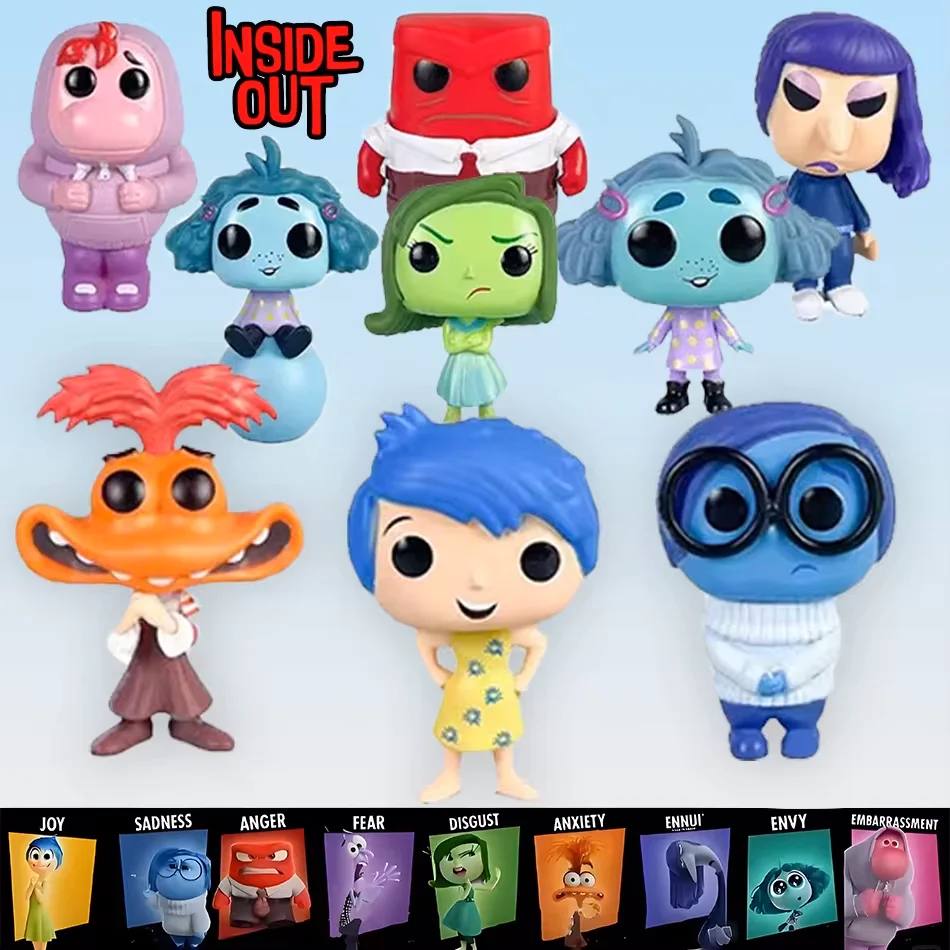 Figura POP de Anime Inside Out 2, juguetes de acción, película de dibujos animados, alegría, ansiedad, ira, tristeza, desgusto, modelo de miedo, figuras de muñecos de Pvc