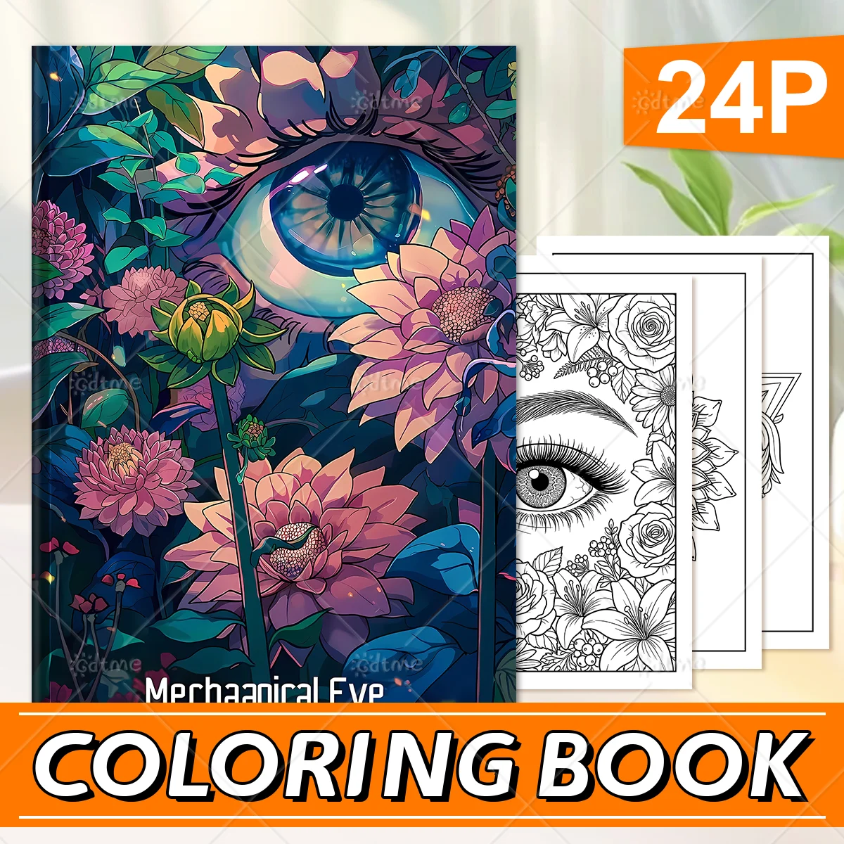 Mechanical Eye Coloring Book for Adults, Stress Relieving & Mindful Relaxation Drawing Book, DIY Creative Art Therapy Pages