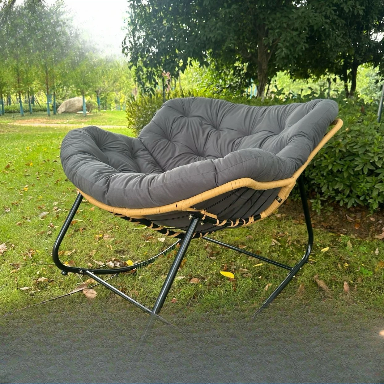 Rattan Bird's Nest Rocking Chair Sitting Lazy Rocking Balcony Home Leisure Rattan  Wrought Iron Double Rocking