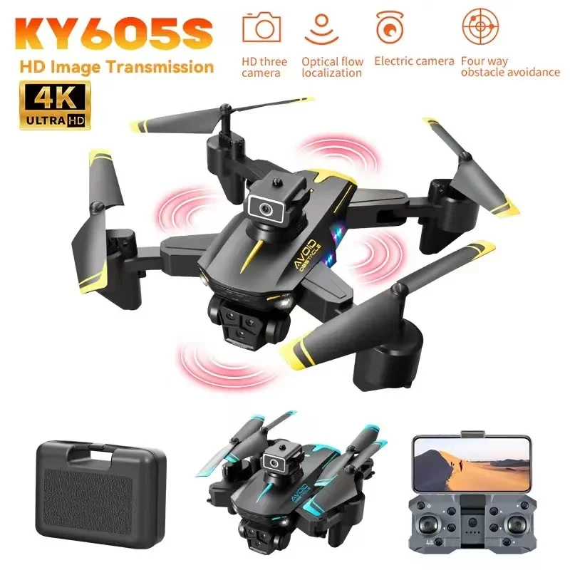 

KY605 Rc Drone 4K Professional Three Camera Optical Flow Aerial Photography Brushless Motor Foldable GPS Quadcopter Toy