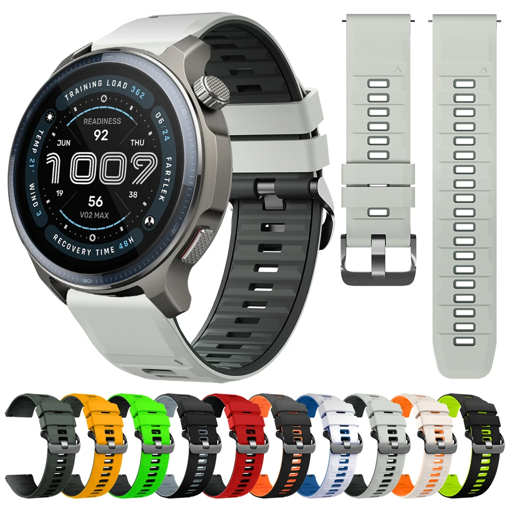 22mm Strap For Amazfit Balance 2/Bip 6 5/Balance/Cheetah Pro/Cheetah (Round)/GTR 4 3 Two Tone Sport Silicone Band Bracelet
