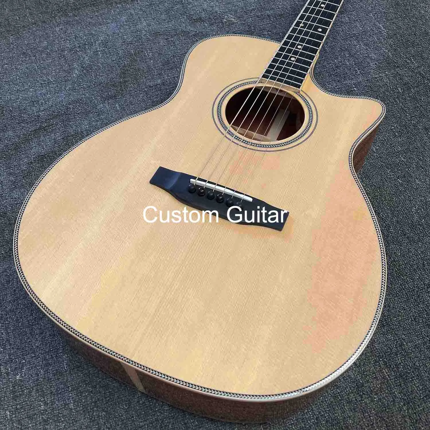 Custom 40 inch OM45 body Cutaway DIY KIT, Solid Rosewood Back Side Acoustic Guitar