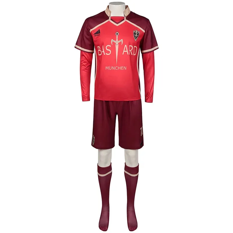 

Мужская рубашка из джерси с синим замком, шорты, носки Bachira Chigiri Bastard Munchen Kaiser, карнавальный костюм, футбольная тренировочная форма