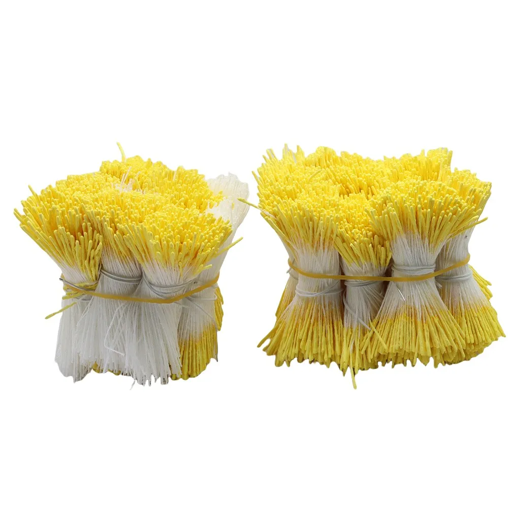 4000pcs Yellow Long Stamens Double/Single Heads 1mm Artificial Flower Stamen DIY Cake Decoration