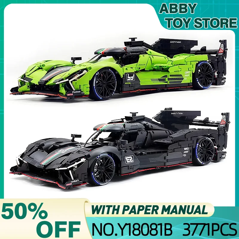 

High-quality 1:8 Y18081B Racing Car Model Building Blocks DIY Assembling Toy Creative Brick Ornaments for Kids Adults Perfect Gi
