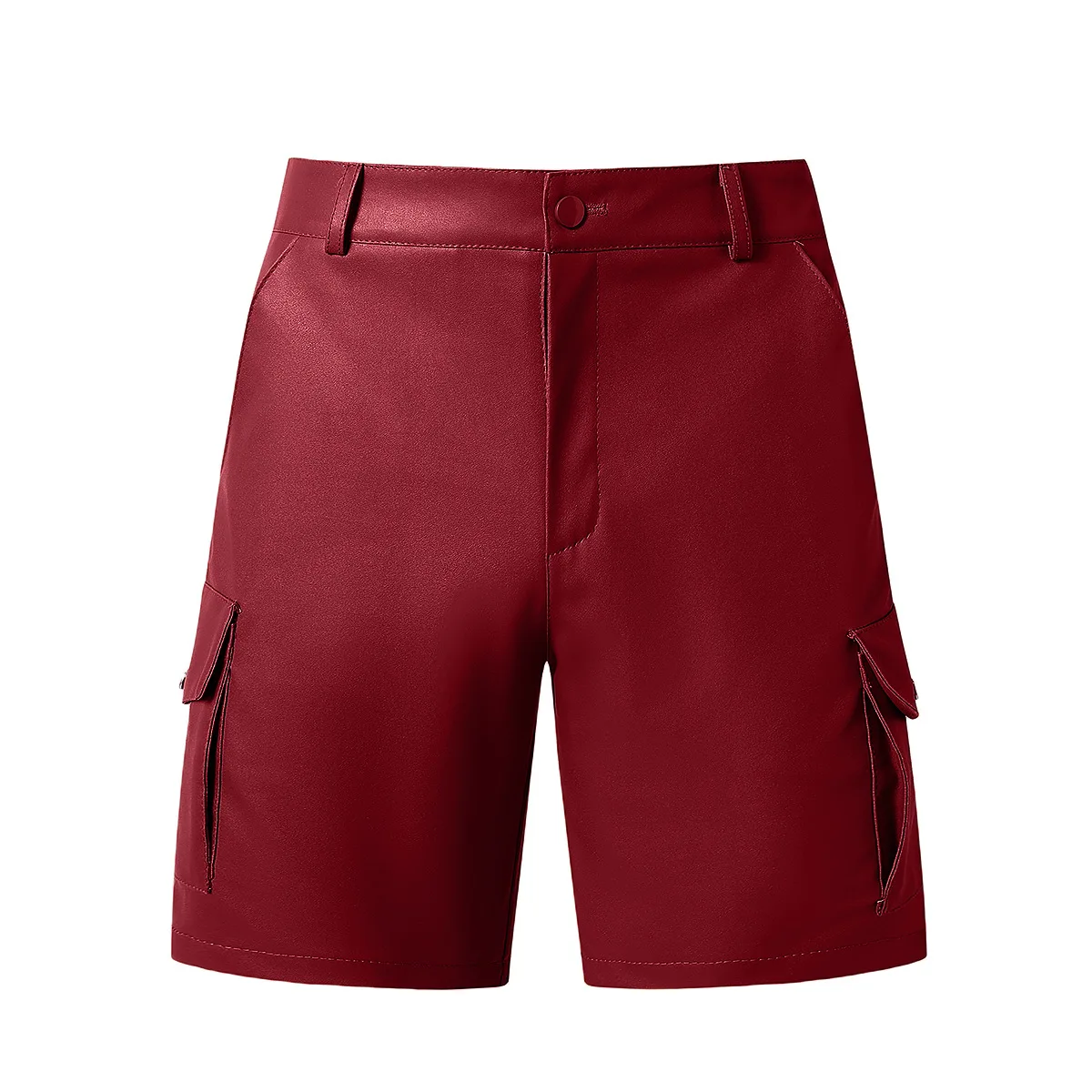 Summer new foreign trade solid color men's PU leather pants, combined with hip lifting casual men's shorts