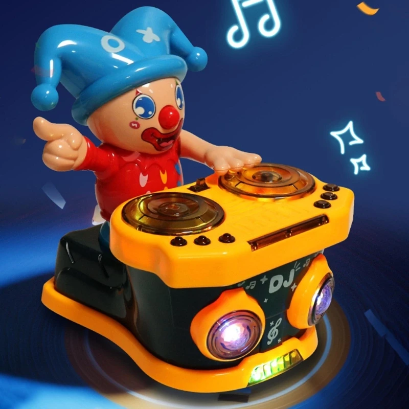 Light Up Rocking DJ Clown Toy Cartoon Music Clown Toy Obstacle Avoid Toddler Toy