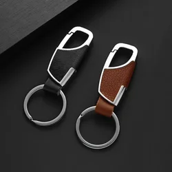 1/2pcs PU Leather Keychain Anti-Lost Business Heavy Duty Metal Car Keyrings Simple Waist Hanging Keys Holder For Boyfriend Gifts