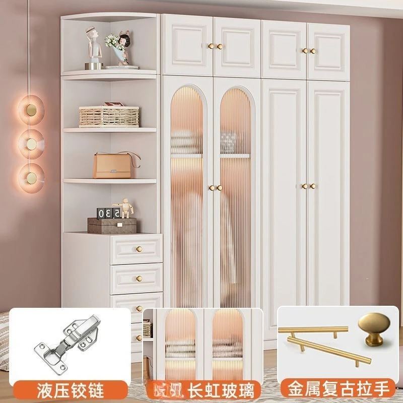 Armario italiano para el hogar, dormitorio, ligero, de lujo, color crema, fácil montaje, almacenamiento