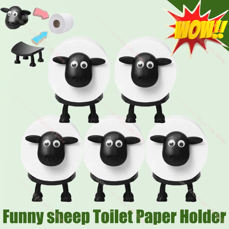 

New Creative Sheep Toilet Roll Holder Cute Cartoon Sheep Tissue Box Funny Toilet Paper Holder Lovely 3D Printed Home Decoration