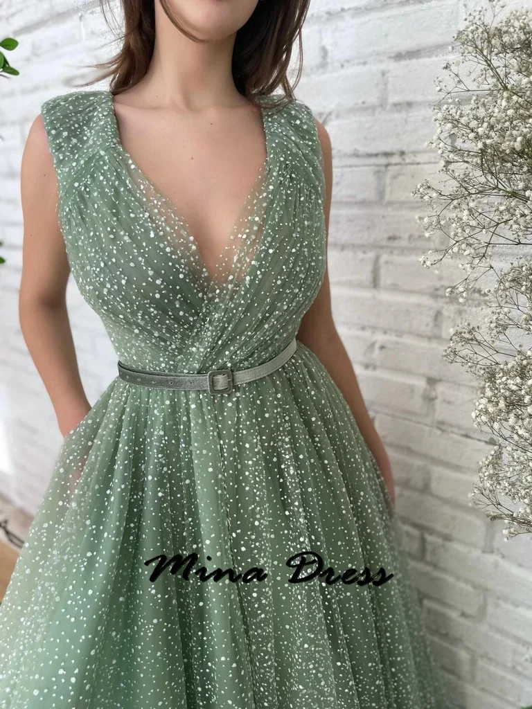 V-neck Evening Dresses Woman Elegant Dresses for Women Wedding Party Dress Sleeveless Mina Backless Shiny Luxury Prom Dress 2024