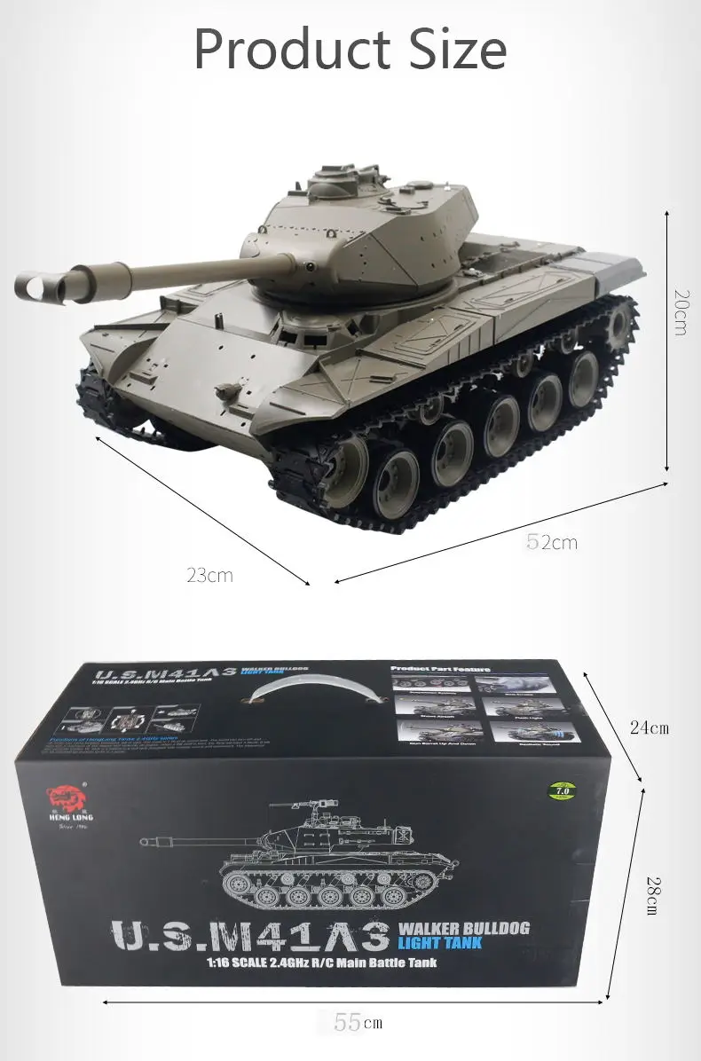 Super large 52CM M41 tank remote control tank, latest version 7.0, infrared live fire BB shooting full size remote control tank