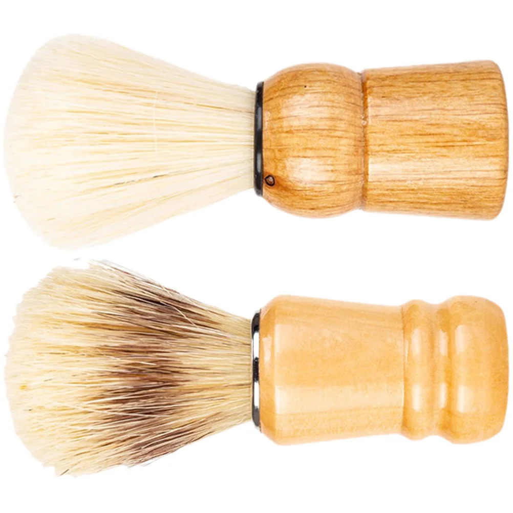 

2pcs Beard Brush Shaving Brushes for Men Premium Wood Handle Nylon Bristles Salon Quality Home Travel Use Gift Idea