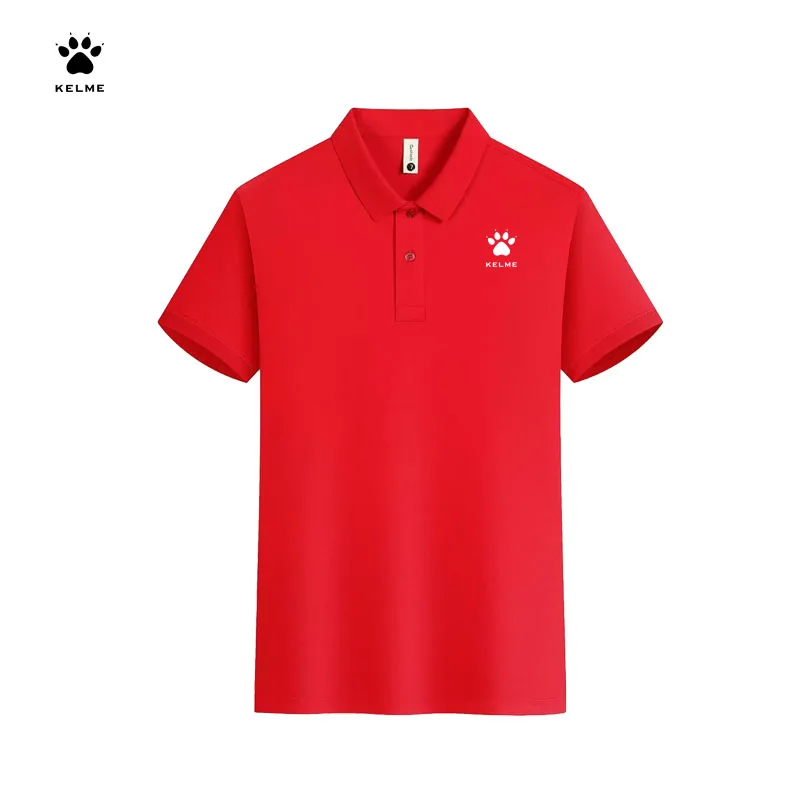 KELME Men Quick Dry Lapel Polo Shirt Short Sleeve Breathable Sport T‑Shirt For Training Team Workwear Casual Black Tops